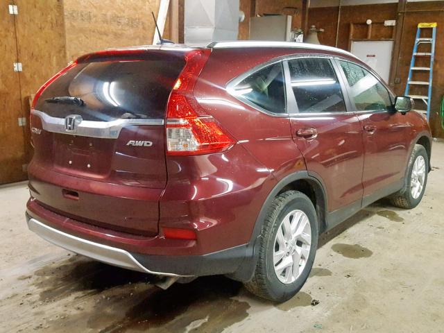 2HKRM4H75FH604563 - 2015 HONDA CR-V EXL MAROON photo 4