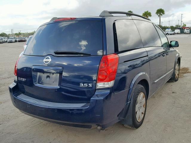 5N1BV28U95N133049 - 2005 NISSAN QUEST S BLUE photo 4