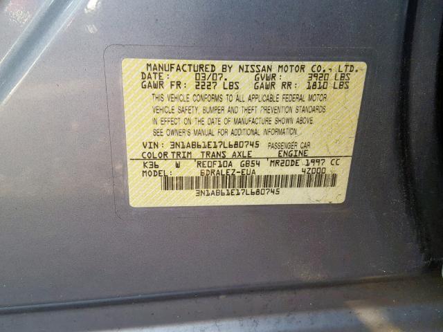 3N1AB61E17L680745 - 2007 NISSAN SENTRA 2.0 GRAY photo 10