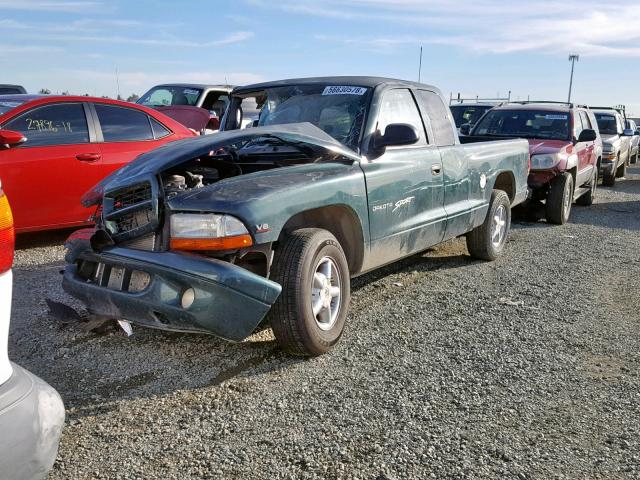 1B7GL22X0YS621413 - 2000 DODGE DAKOTA GREEN photo 2