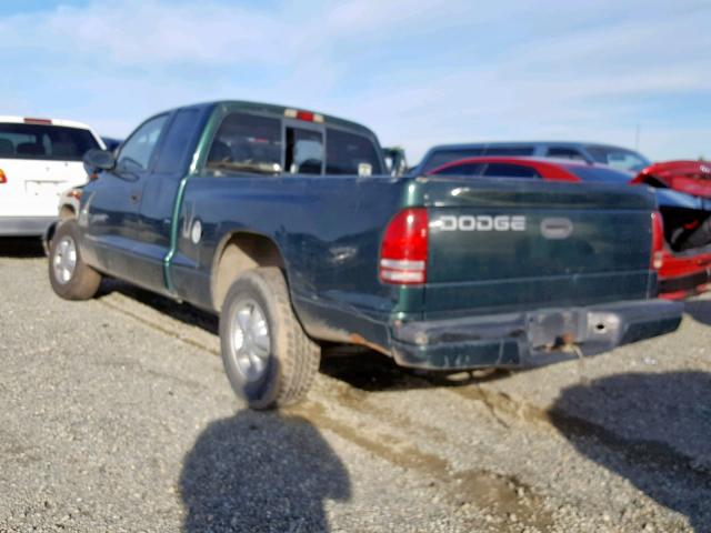 1B7GL22X0YS621413 - 2000 DODGE DAKOTA GREEN photo 3