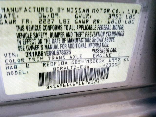 3N1AB61E69L678525 - 2009 NISSAN SENTRA 2.0 TAN photo 10