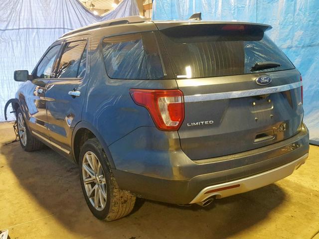 1FM5K8F86HGC37442 - 2017 FORD EXPLORER L GRAY photo 3