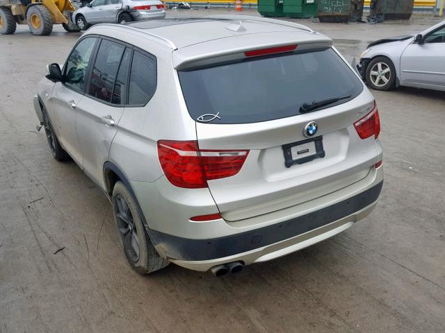 5UXWX9C55D0D01176 - 2013 BMW X3 XDRIVE2 SILVER photo 3