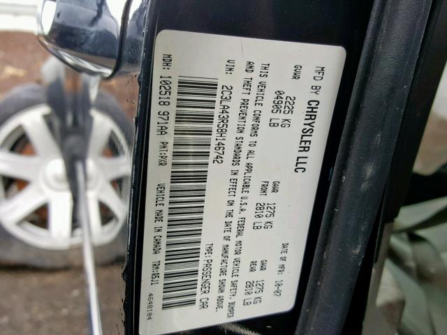 2C3LA43R58H146742 - 2008 CHRYSLER 300 LX BLACK photo 10