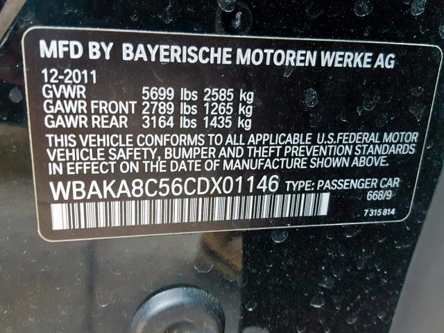 WBAKA8C56CDX01146 - 2012 BMW 750 I BLACK photo 10