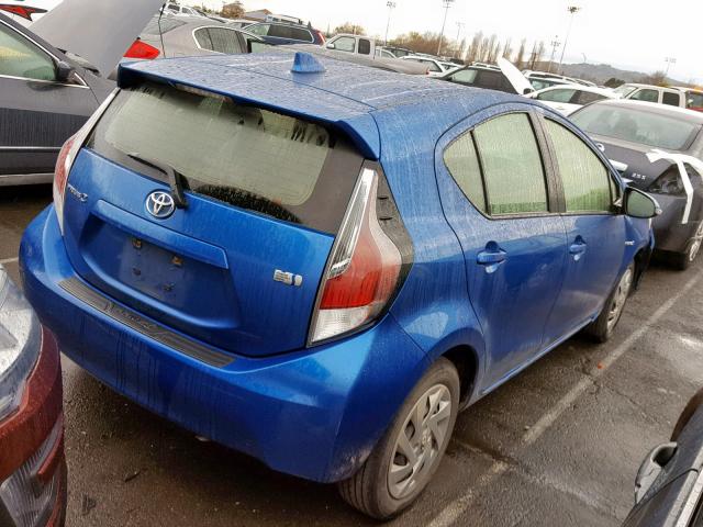 JTDKDTB3XF1092887 - 2015 TOYOTA PRIUS C BLUE photo 4