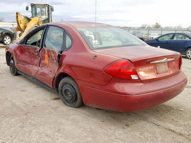 1FAFP55222A261775 - 2002 FORD TAURUS SES RED photo 3