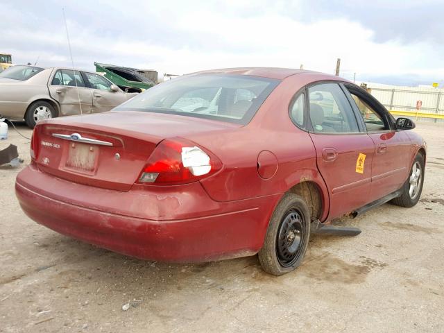 1FAFP55222A261775 - 2002 FORD TAURUS SES RED photo 4