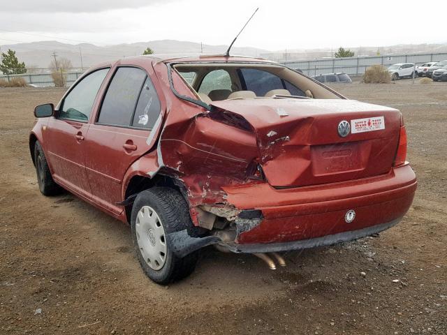 3VWRC29M8XM074223 - 1999 VOLKSWAGEN JETTA GL RED photo 3