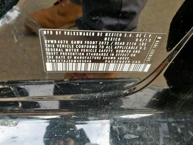 3VW2K7AJ3DM453046 - 2013 VOLKSWAGEN JETTA BASE Սև լուսանկար 10
