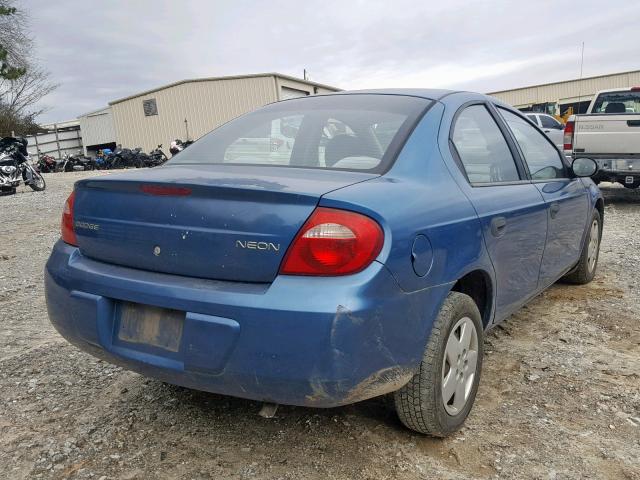 1B3ES26C54D503665 - 2004 DODGE NEON BASE BLUE photo 4