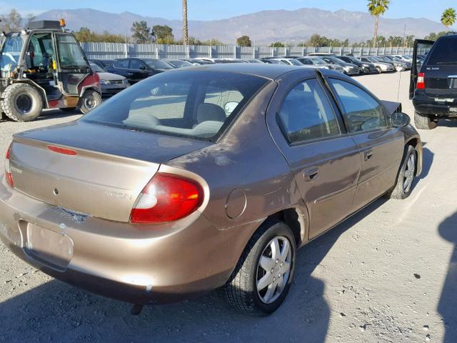 1B3ES46C5YD718609 - 2000 DODGE NEON BASE TAN photo 4