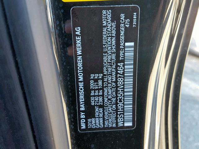 WBS1H9C35HV887464 - 2017 BMW M2 BLACK photo 10