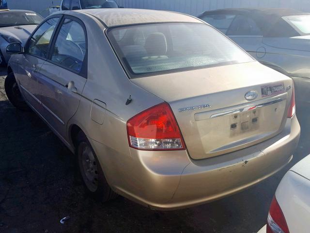 KNAFE222295659376 - 2009 KIA SPECTRA EX GOLD photo 3