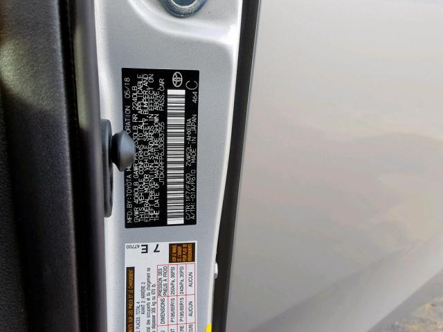 JTDKARFP6J3083755 - 2018 TOYOTA PRIUS PRIM ვერცხლისფერი ფოტო 10
