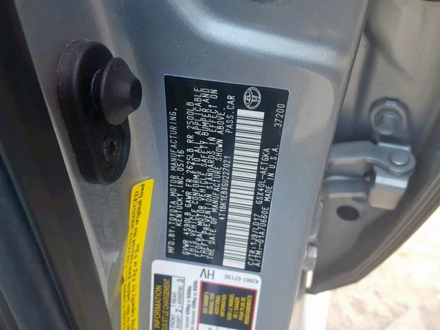 4T1BK1EBXGU227021 - 2016 TOYOTA AVALON XLE SILVER photo 10