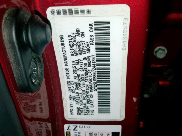 5Y2SL65867Z441347 - 2007 PONTIAC VIBE RED photo 10