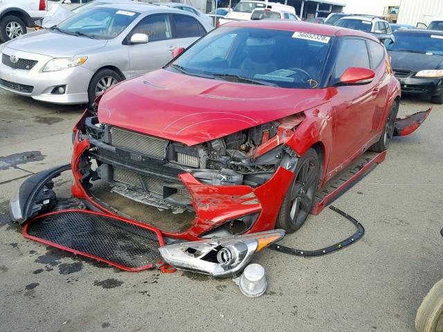 KMHTC6AE5DU120680 - 2013 HYUNDAI VELOSTER T RED photo 2