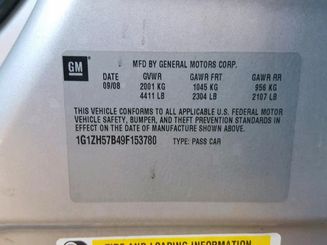 1G1ZH57B49F153780 - 2009 CHEVROLET MALIBU 1LT 蓝色 照片 10