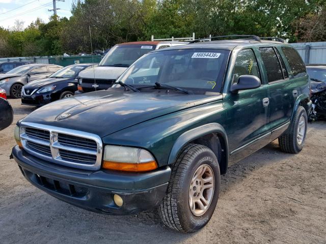 1B4HR48N02F106008 - 2002 DODGE DURANGO SL GREEN photo 2