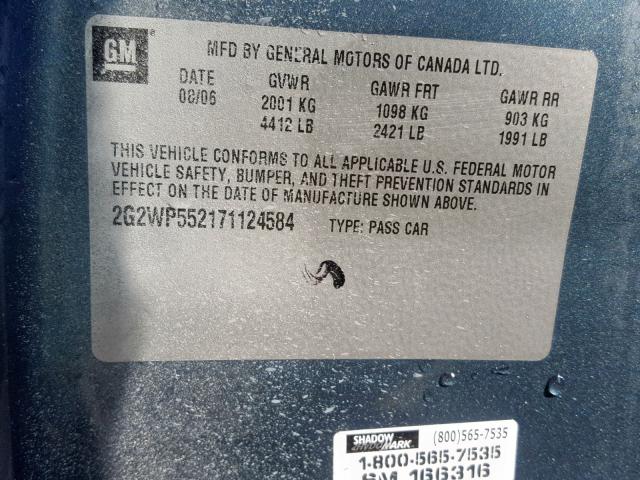 2G2WP552171124584 - 2007 PONTIAC GRAND PRIX GRAY photo 10