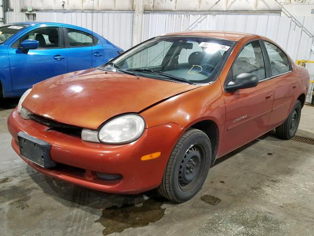 1B3ES46C4YD809225 - 2000 DODGE NEON BASE ORANGE photo 2