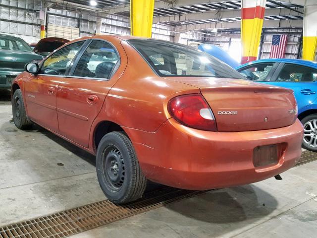 1B3ES46C4YD809225 - 2000 DODGE NEON BASE ORANGE photo 3