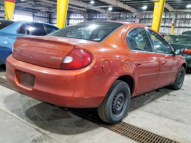 1B3ES46C4YD809225 - 2000 DODGE NEON BASE ORANGE photo 4