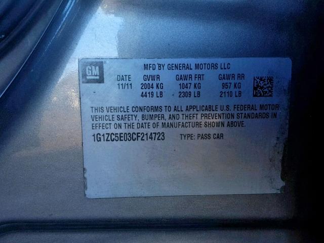 1G1ZC5E03CF214723 - 2012 CHEVROLET MALIBU 1LT BROWN photo 10