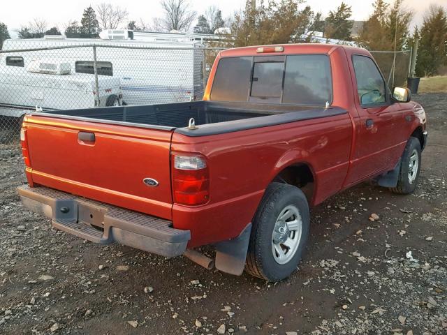 1FTYR10U42TA73987 - 2002 FORD RANGER RED photo 4