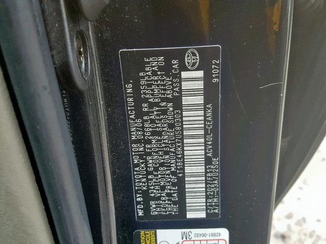 4T1BE46KX7U580303 - 2007 TOYOTA CAMRY NEW BLACK photo 10