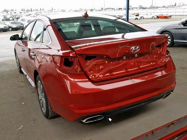 5NPE34AF9HH538122 - 2017 HYUNDAI SONATA SPO RED photo 3