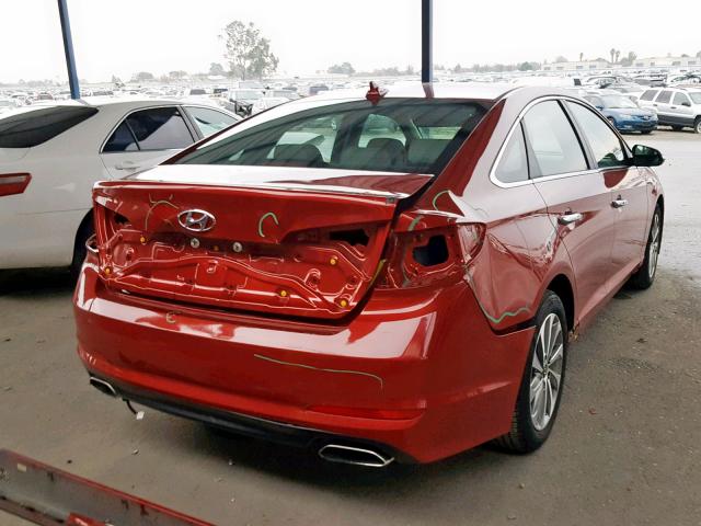 5NPE34AF9HH538122 - 2017 HYUNDAI SONATA SPO RED photo 4