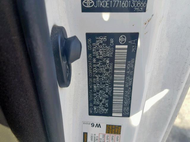 JTKDE177160130866 - 2006 TOYOTA SCION TC 白色 照片 10