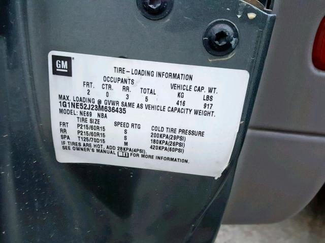 1G1NE52J23M636435 - 2003 CHEVROLET MALIBU LS Boz foto 10