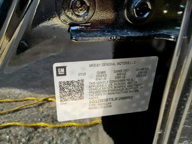 1G1ZB5ST5JF268992 - 2018 CHEVROLET MALIBU LS CHARCOAL photo 10