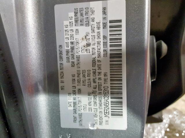 JM3ER2W56A0315310 - 2010 MAZDA CX-7 SILVER photo 10