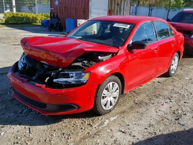 3VW2K7AJ2CM393131 - 2012 VOLKSWAGEN JETTA BASE Կարմիր լուսանկար 2
