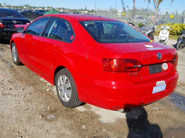 3VW2K7AJ2CM393131 - 2012 VOLKSWAGEN JETTA BASE Կարմիր լուսանկար 3
