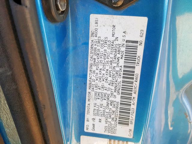 5TETU22N47Z339666 - 2007 TOYOTA TACOMA X-R BLUE photo 10