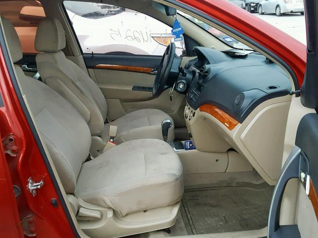 KL1TD66E99B323088 - 2009 CHEVROLET AVEO LS RED photo 5
