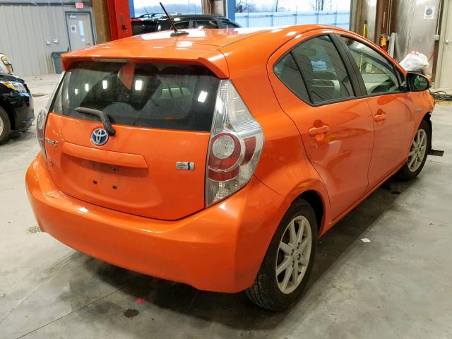 JTDKDTB30C1017188 - 2012 TOYOTA PRIUS C ORANGE photo 4