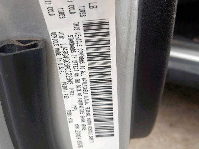 1J4RG4GK9AC122349 - 2010 JEEP COMMANDER Gümüş foto 10