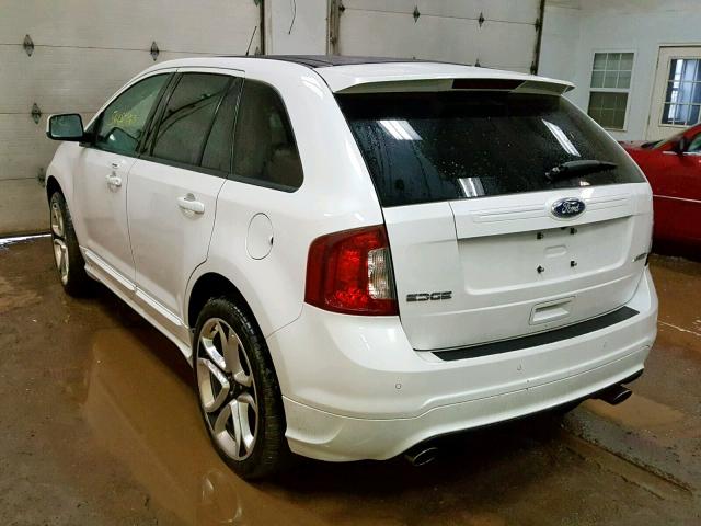 2FMDK3AK6BBA19114 - 2011 FORD EDGE SPORT WHITE photo 3