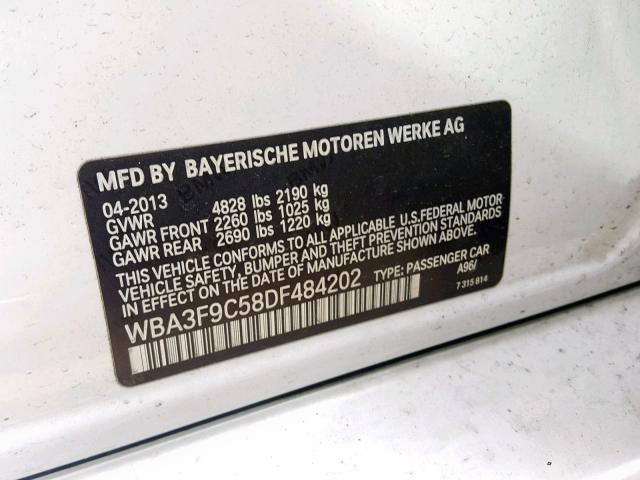 WBA3F9C58DF484202 - 2013 BMW ACTIVEHYBR WHITE photo 10