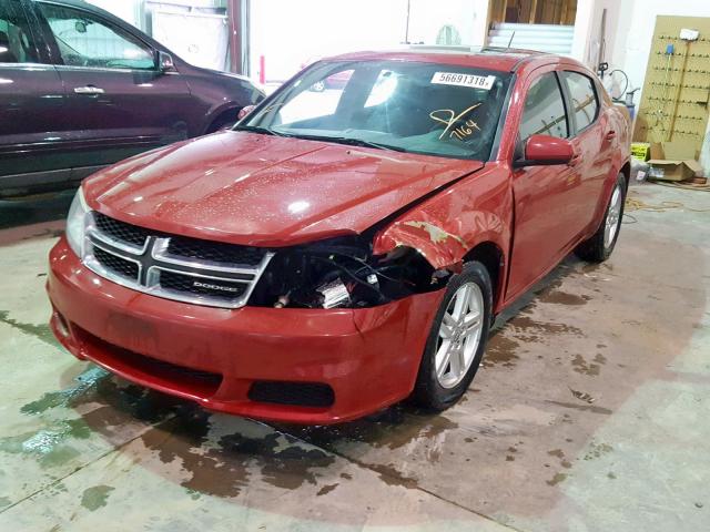 1B3BD1FB4BN577164 - 2011 DODGE AVENGER MA RED photo 2