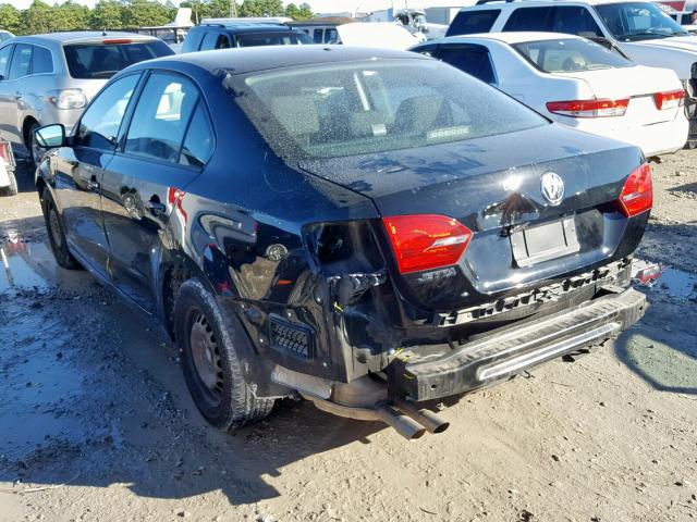 3VW2K7AJ3DM399716 - 2013 VOLKSWAGEN JETTA BASE BLACK photo 3