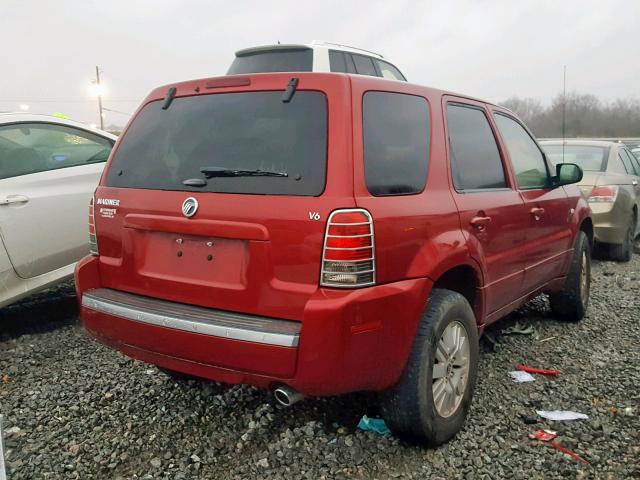 4M2YU561X6KJ14793 - 2006 MERCURY MARINER RED photo 4