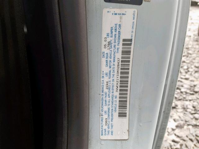 3VWCK21Y33M328437 - 2003 VOLKSWAGEN NEW BEETLE Mavi foto 10